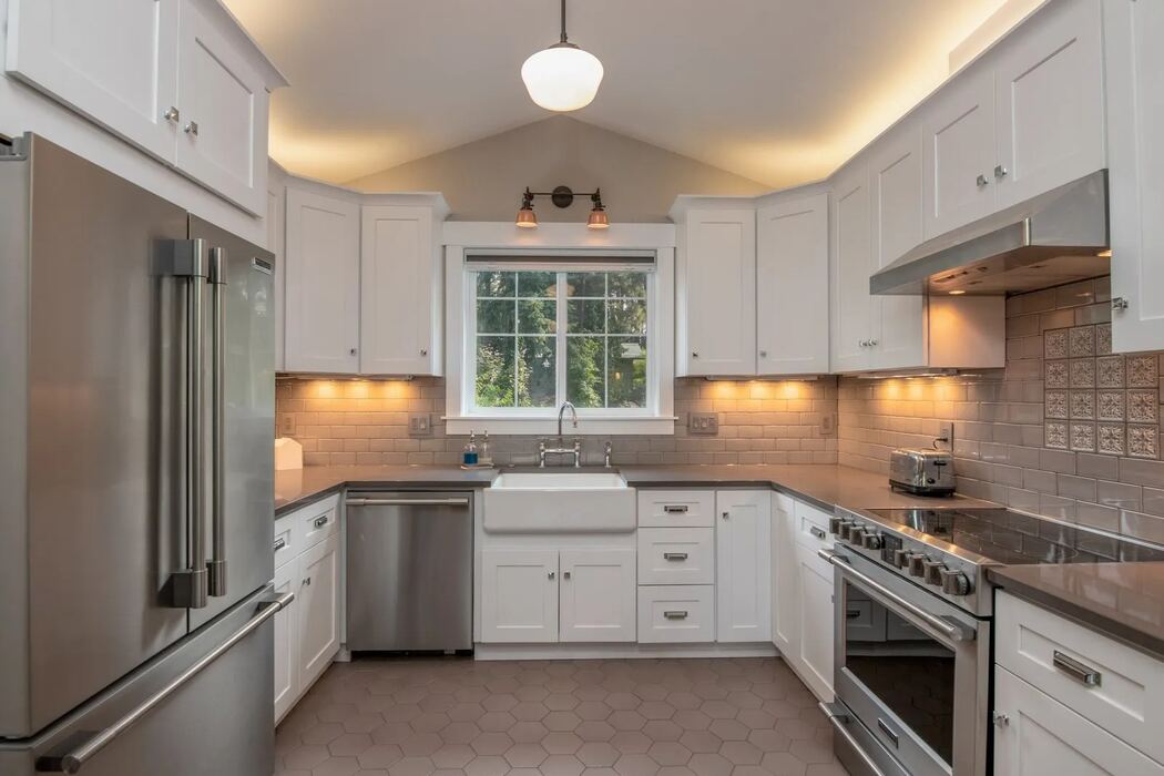 Custom cabinet detail with glass doors