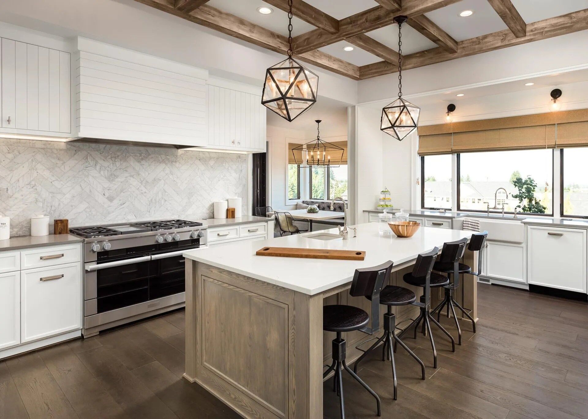 Luxe custom kitchen remodel with island and gold accents in Austin, Texas